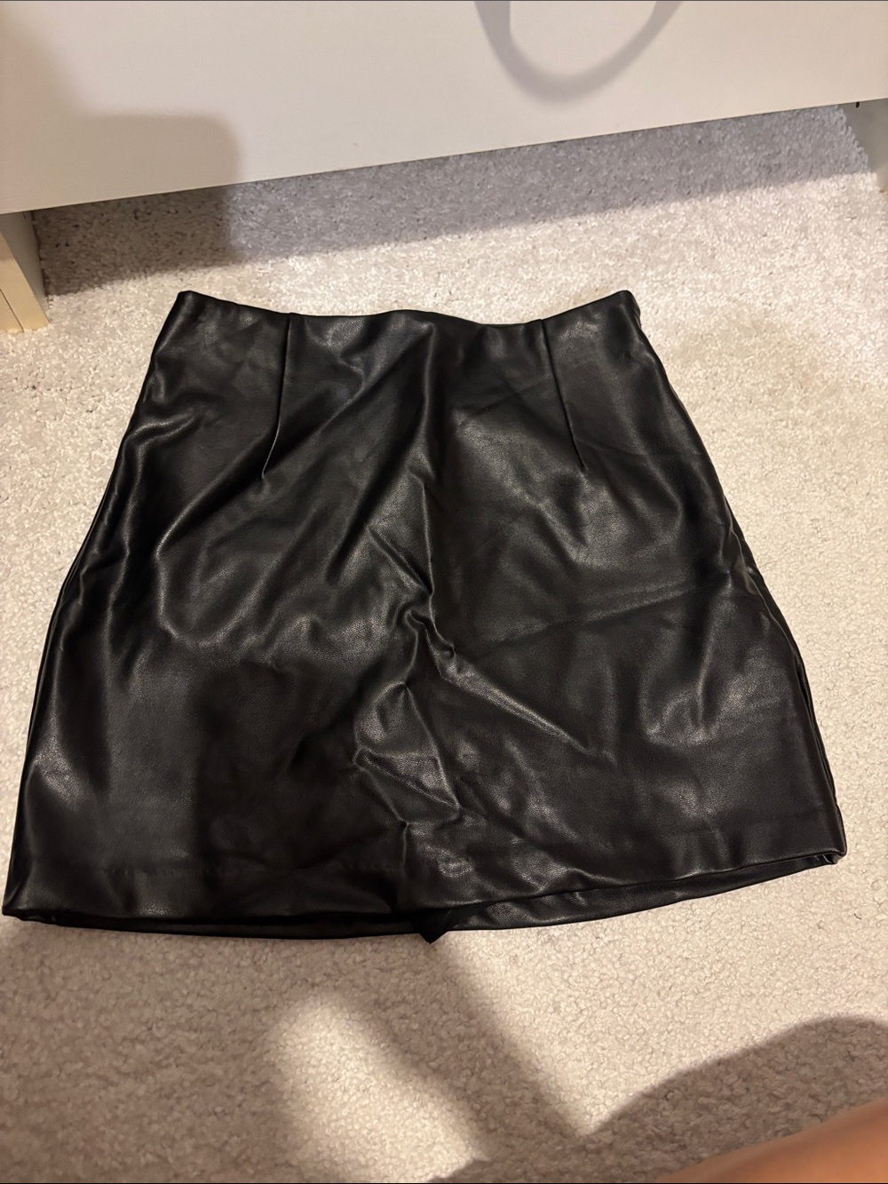 Abercrombie & Fitch Black Faux Leather Mini Skort